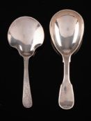A George III silver caddy spoon, maker Thomas Wallis, London, 1788: with spade-shaped bowl 9.