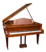 A mahogany cased baby grand piano by Bluthner:, No 118677, steel frame, overstrung,