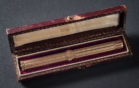 A gold on brass propelling pen/pencil: inscribed 'Thos Jubb' together with fitted case.