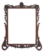 Seven picture frames,: comprising a scroll and foliate carved mahogany frame,- aperture 100 x 78cm,