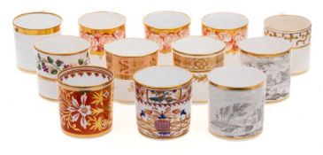 A group of twelve early 19th Century English porcelain coffee cans: predominantly Spode,