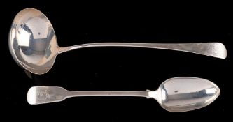 A George III silver soup ladle, maker William Eley & William Fearn, London, 1803: initialled, 32.