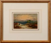 Thomas Dingle [19th Century]- Shepherd in an upland landscape,:- signed bottom right oil on paper,