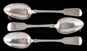 A George IV provincial silver Fiddle pattern tablespoon, maker William Welch II, Exeter,