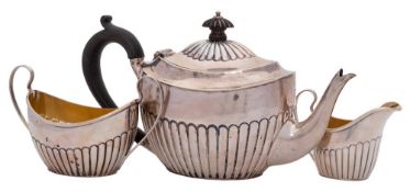 A Victorian silver three-piece batchelor's tea service maker Plante & Co, Birmingham,