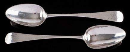 A pair of George III Provincial silver Old English pattern tablespoon, maker Joseph Hicks, Exeter,
