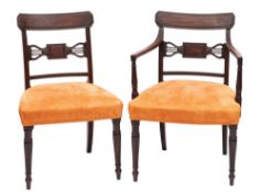 A Regency mahogany elbow chair:,