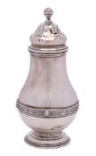A George V silver sugar caster, maker Manoah Rhodes & Sons Ltd, London,