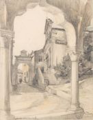 * Ferdinand Pamberger [1873-1956]- Udine Piazza, soldiers and civilians in a crowd:- signed,