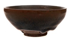 A Chinese Jian Ware 'Hares Fur' bowl:of circular form glazed with a deep brown and choclate brown