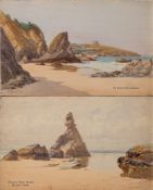 William Edwards Croxford [1852-1926]- The Bishop Rock, Newquay; Near Porth,