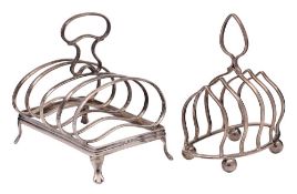 An Edward VII silver four-division toast rack, maker Williams (Birmingham) Ltd, Birmingham,