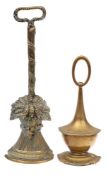 An early 19th Century brass door stop: in the form of a wheat-sheaf, 41cm high,