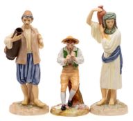 Three Royal Worcester porcelain figures: modelled after originals by James Hadley and comprising a
