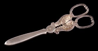 A pair of George III silver grape shears, maker Rebecca Emes & Edward Barnard I, London,