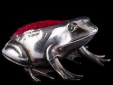 An Edwardian novelty silver pin cushion, maker W J Myatt & Co, Birmingham,