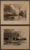 Frank Wasley [1848-1934]- Trawlers in choppy seas, Whitby:- a set of four, signed,