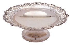 A George V silver pedestal fruit dish, maker S Blanckensee & Son Ltd, Chester,