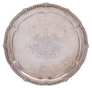 A George III silver salver, maker Paul Storr, London, 1815: crested and inscribed to the reverse,