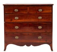 A George IV mahogany and inlaid rectangular chest:, bordered with boxwood lines,