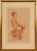 Francis Edward Colthurst [1874-1945]- Seated boy, full-length,:- signed, sanguine drawing,