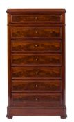 A 19th Century French mahogany Semanier:,