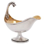 A 19th century French provincial silver pedestal sauceboat,