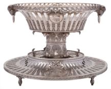 A George III oval table centrepiece, maker John Wakelin & Robert Garrard, London, 1795: crested,