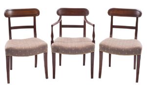 A set of six Regency mahogany dining chairs:,