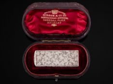 A Victorian silver scent bottle, maker Sampson Mordan & Co, London, 1890: of rectangular outline,