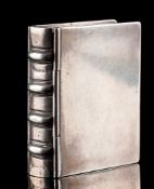 Tiffany & Co, a sterling silver box, stamped marks: in the form of a book, 4.5cm wide, 41gms, 1.