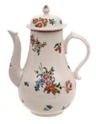 A rare Plymouth coffee pot and cover: of baluster form with scroll handle,