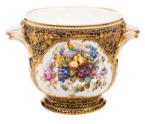 A Sèvres-style bottle cooler: with shell and scroll handles,