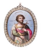 A 19th Century oval miniature on porcelain of Count Alexander Nevsky: half length,