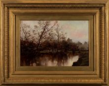 Johannes H B Koekkoek [1840-1912]- View to Windsor Castle:- signed bottom left oil on board 30 x