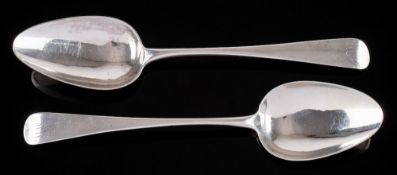 A pair of George III provincial silver Old English pattern tablespoon, maker Richard Ferris, Exeter,