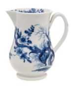A rare First Period Worcester sparrow beak cream jug: of baluster form with rounded footrim and