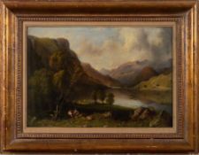 English School 19th Century- Thirlmere Lake, Cumberland,:- oil on canvas, 34 x 49cm.