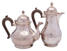 A George V silver teapot, maker Manoah Rhodes& Sons Ltd, London, 1918: inscribed,