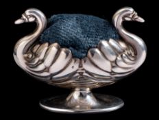 A Victorian novelty silver pin cushion, maker Hilliard & Thomason, Birmingham,