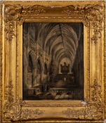 Attributed to Charles Hodgson [1769-1856]- The Choir, Exeter Cathedral,:- signed,