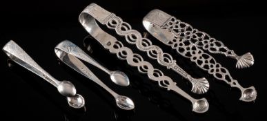 A pair of Victorian silver sugar tongs, maker John Millward Banks, Chester,