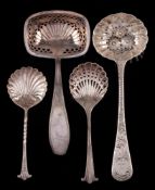 A George III silver Old English pattern sifting spoon, maker Solomon Hougham, London 1813: crested,