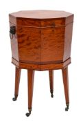 A Regency satinwood and inlaid octagonal wine cooler:, crossbanded in rosewood,