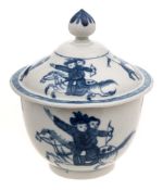 A rare First Period Worcester sucrier and cover: the domed ogee cover with pointed finial,