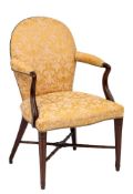 A George III mahogany open armchair in the Hepplewhite taste:,