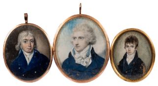 Circle of Nathaniel Plimer [1757-1822]- A miniature portrait of a gentleman,: head and shoulders,