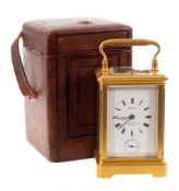 A French Victorian carriage clock: the eight-day duration movement having a platform lever