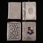 An early 20th century silver plated vesta case/stamp holder in the form of a book: bears enamelled