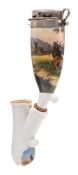 A late 19th Century German porcelain pipe: the bowl with transfer print decoration of a deer hunt,